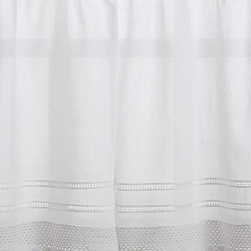 Chf & You White Crochet Cafe Kitchen Curtain Window Tier Pair, Rod Pocket, 29W X 36L Inch, Set Of 2 #TOP3