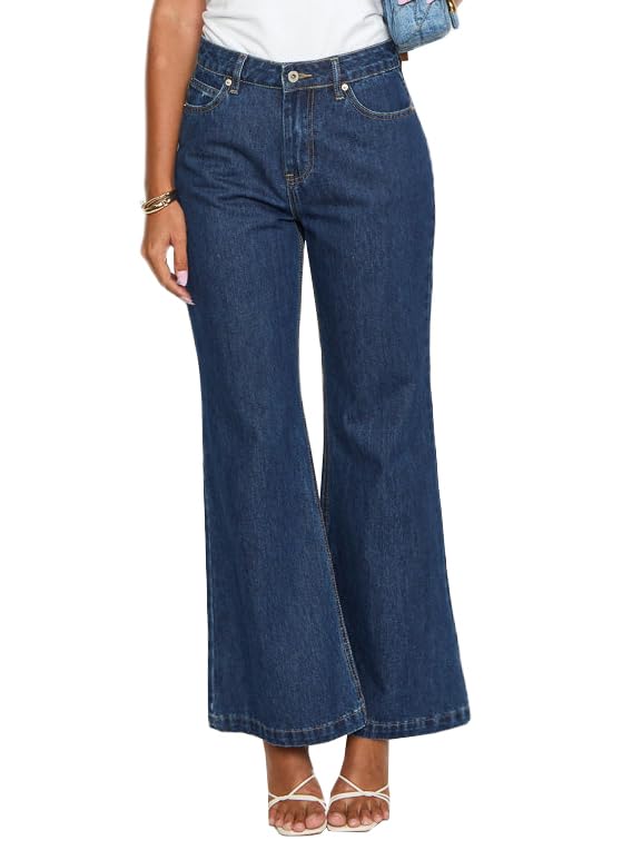 Women's Trendy Mid Rise Wide Leg 90s Vintage Flare Jean