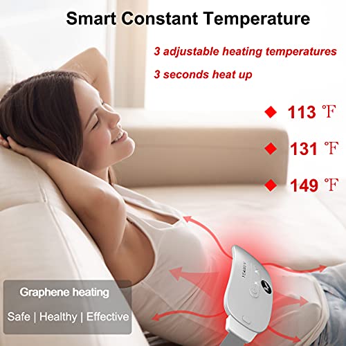 Image of Portable Cordless Heating Pad for Cramps, Electric Waist Belt Device, Fast with 3 Heat Levels and Massage Modes, Back or Belly Women Girl