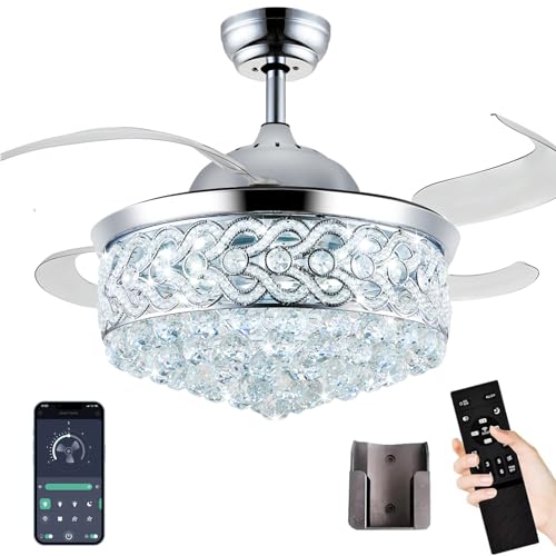 48 Inch Fandelier Ceiling Fan with Lights Crystal Fandaliers Ceiling
