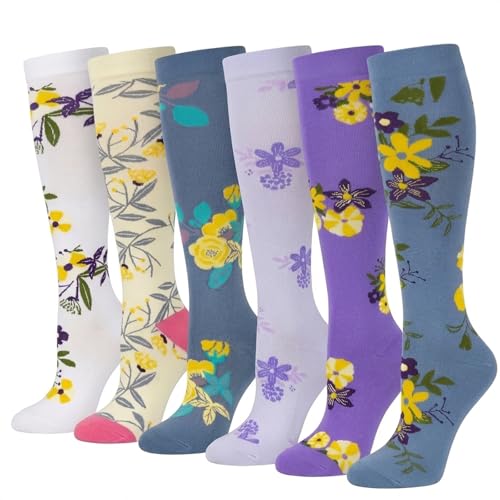 Image of LEOSTEP Compression Socks for Women and Men Circulation, Knee High Stockings Support for Nurses, Cycling, Hiking, Running