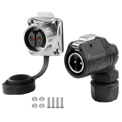 Connecteur étanche 2 broches LP20 CNLINKO avec fiche mâle à angle droit