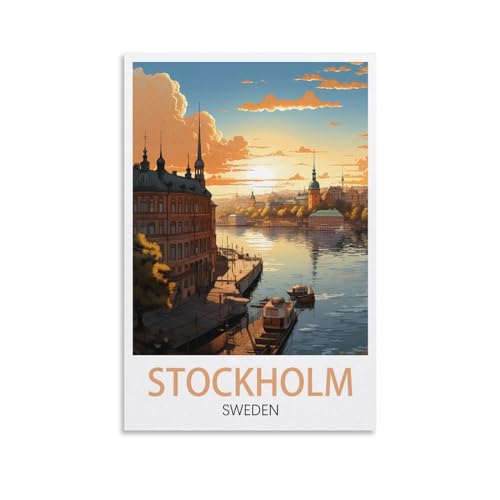 LNUYITR Poster vintage Stockholm Suède sur toile pour décoration d'intérieur, chambre à coucher (20 x 30 cm)