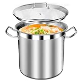 STOCKPOT Stainless Steel 20 Quart Stockpot with Tempered Glass Lid, 3-Ply Base, 8.8 lbs, Polished Finish, Suitable for Stovetop and Oven