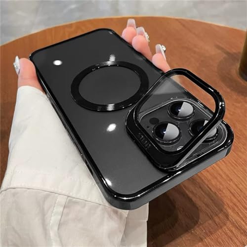 Support de téléphone pour iPhone 14 Pro Max et 12 avec protecteur d'objectif transparent Noir