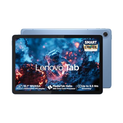 Lenovo Tab (Smartchoice)| 10.1 Inch Display| Wi-Fi Only| 4GB RAM + 128GB ROM (Expandable up to 1 TB)| Metal Body| Dual Speakers with Dolby Atmos| Android 14| Color: Polar Blue