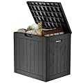 MAIUSCOLI 31 Gallon Waterproof Outdoor Storage Box,Resin Deck Box,Lockable Outside Storage Box Container for Patio Furniure,Garden (31 Gallon,Black)