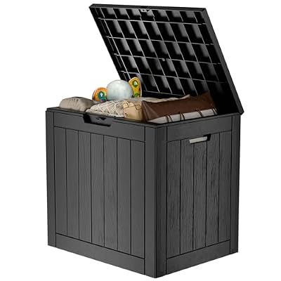 MAIUSCOLI 31 Gallon Waterproof Outdoor Storage Box,Resin Deck Box,Lockable Outside Storage Box Container for Patio Furniure,Garden (31 Gallon,Black)