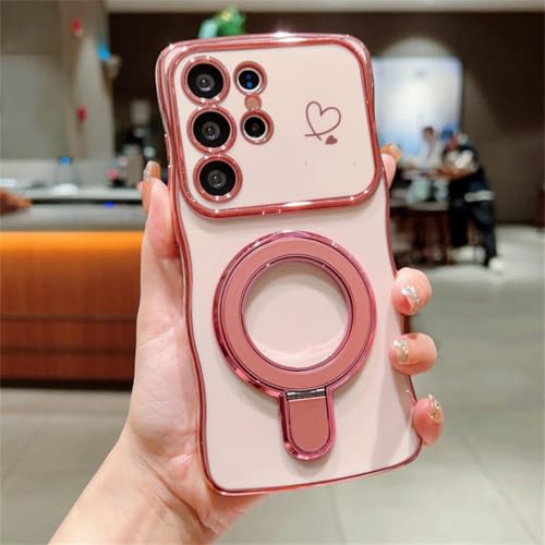Coque silicone TPU Samsung S25 anti-rayures avec béquille cœur