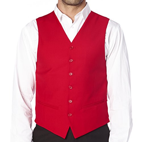 Brand Men's Dress Vest Formal Waistcoat for Suit Solid RED Color