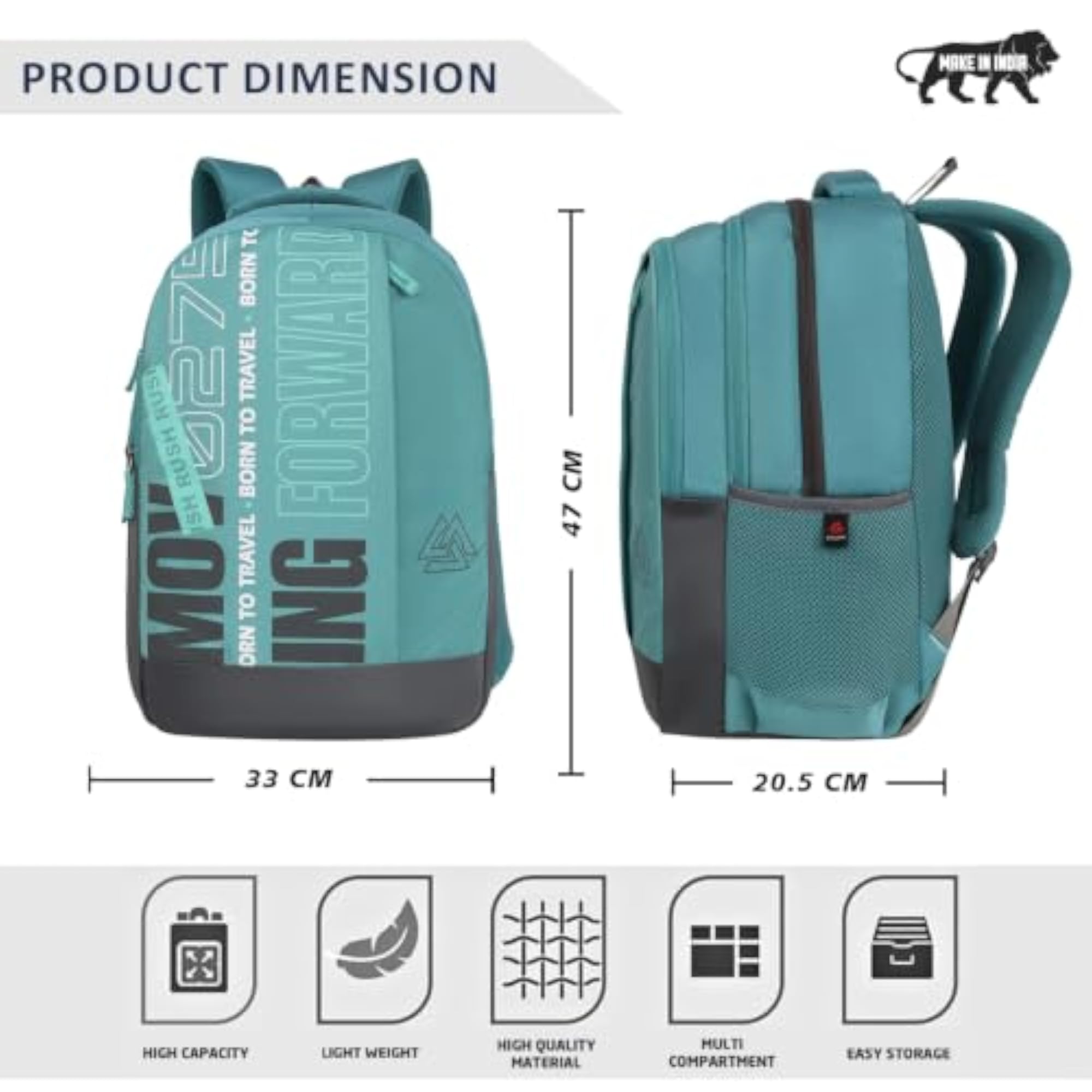 Casual Backpack Bag for Boys & Girls, 35L Water Resistant