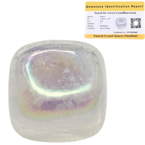 Image of Certified Angel Aura Quartz Crystal Healing Tumbled Stone, Natural Polished Crystals for DIY Crafts, Manifestation, Meditation, Pooja Feng Shui and Reiki Healing (30 Grams)