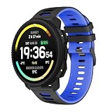 MELEJIA 22mm Cinturino in Silicone Compatibile con Suunto Vertical 2/Vertical/Race 2/Ocean/9 Peak Pro/9 Peak, 22mm Ricambio Cinturino, Morbido Impermeabile, Regolabile Sportiva Cinturini-Nero + Blu