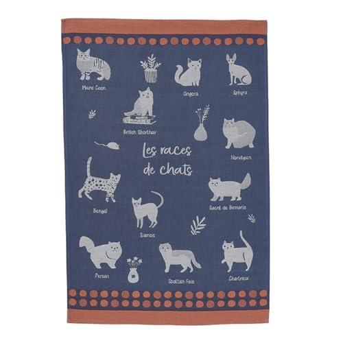 Coucke - Paño de Cocina con Estampado de algodón, 50 x 75 cm, Las Razas de Gatos