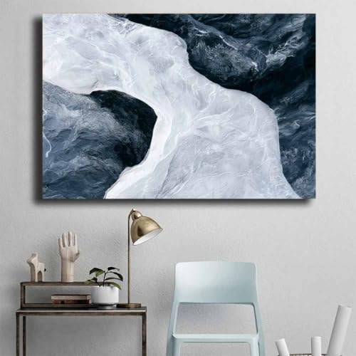 Décoration salon tableau noir et blanc texture Ice Mountain toile murale - 4