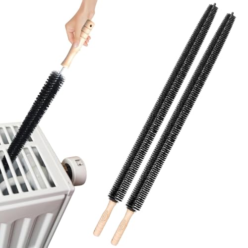 qisheng Radiator Brush 75cm Flexible Scratch-Free Radiator Cleaner Brush for Saving Heating Cost Long Thin Cleaning Duster with Wooden Handle Fits Radiator Heater Dryer Lint & Washing Machine