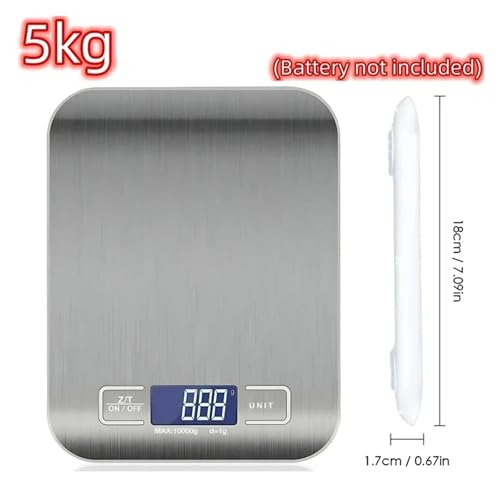 5kg/1g デジタルキッチンスケール LED ステンレススチール 高精度電子スケール 家庭用ジュエリー計量ベーキングツール(White 5kg 1g)