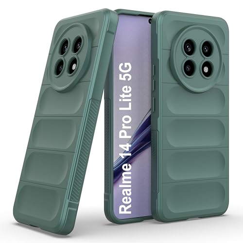 Image of Zapcase Back Case Cover for Realme 14 Pro Lite 5G | Compatible for Realme 14 Pro Lite 5G Back Cover | Liquid Silicon Magic Case with Camera Protection | Dark Green