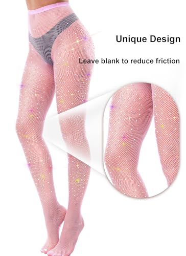 Image of VEBZIN More Sparkly Fishnets Tights Fishnet Stockings Rhinestone Fishnet Tights for Women