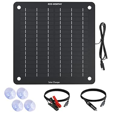 AMAZON - ECO-WORTHY Solar Car Battery & Trickle Charger 5W Solar Panel Power 12V Batteries Maintainer Portable Waterproof Built-in Blocking Diode for Automotive Lawn Mower Camping Car Boat Motorcycles Truck
