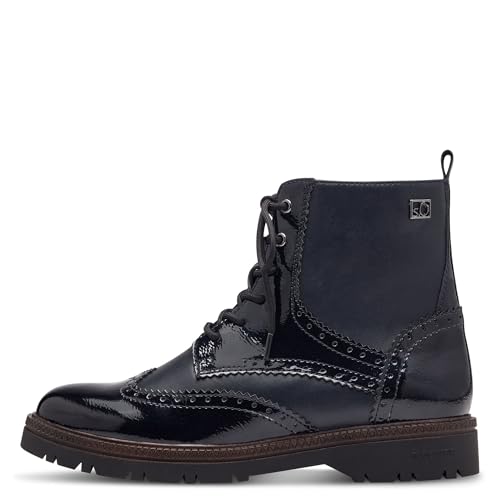 s.Oliver Damen Schnürstiefel ohne Absatz mit Reißverschluss Vegan, Blau (Navy), 36 EU – Ansicht 2