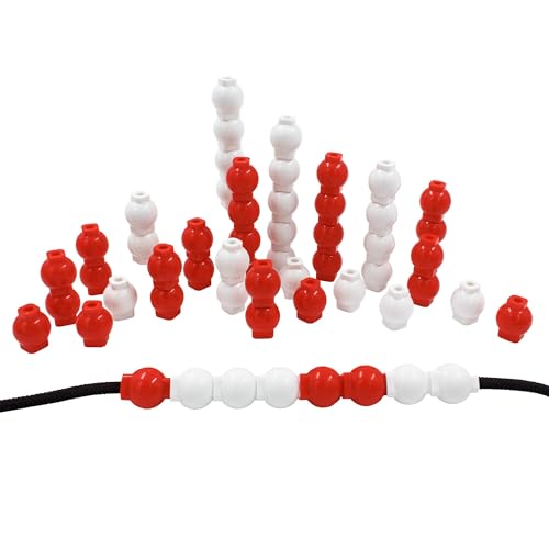 Image of Junior Learning: 60 Bead Cubes & Laces - Includes 30 White & 30 Red Beads & Black Lace String, Hands-On Math Learning & Development, Kids Ages 4+