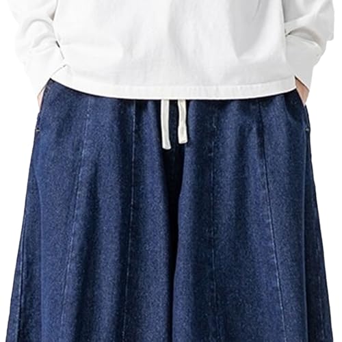 Wide Leg Hip Hop Jeans for Men Baggy Casual Streetwear Skateboard Pants Elastic Waist Loose Long Trousers3