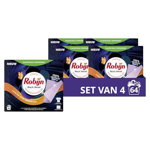 Robijn Classics Black Velvet wasmiddeldoekjes voor donkere en zwarte was - voordeelverpakking