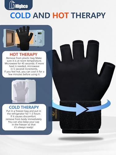 2 Pack Ice Gloves for Arthritis Hands Pain Relief, Adjustable Hand Ice Pack for Hot & Cold Therapy, Reusable Gel Compression Finger Wrist Ice Pack for Tendinitis, Carpal Tunnel,Swelling (M(2PCS))