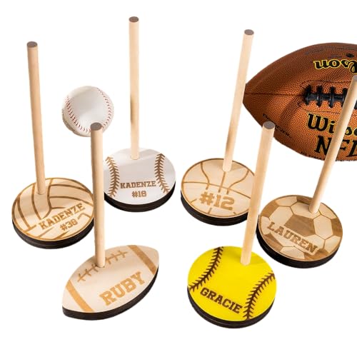 Personalized Football Baseball Ring Stand with Name Softball Basketball Ring Stand Tournament Championship Rings Holder Custom Number Soccer Volleyball Ring Display Stacked Ring Stand