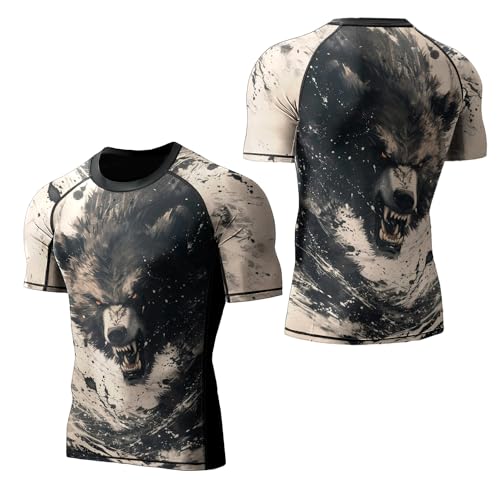 Rash Guard for Men BJJ, Compression Shirts Short Sleeve Activewear Cotton Spandex3