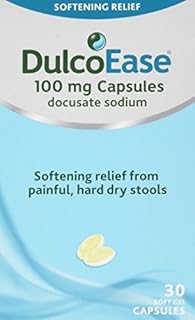 DulcoEase 100 mg Docusate Sodium Capsules - Softening Constipation Relief - Pack of 30 Soft Gel Capsules - Stool Softening Laxative