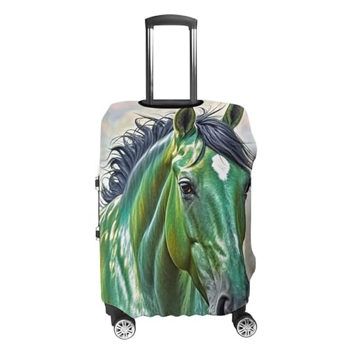 Green Horse Printed Luggage Cover Protector, Fits 18-32 Inch Luggage4