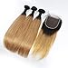 Forawme Full Cuticle Brazillian Virgin Hair 5pcs Lot 18 20 22 24 With 16 Inch Silk Straight Ombre Lace Closure With Weaves 1B/27 Blonde Unprocessed Human Hair Bundles