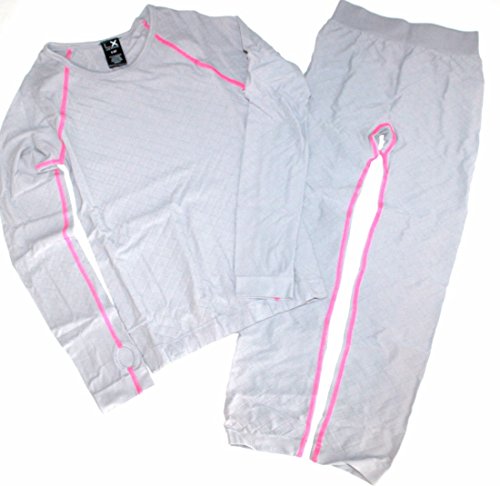 Live Xtreme LX Girl's 2 Pc. Warm Gray Quilted Long Underwear Set w/ Thumb Holes (M 8/10)