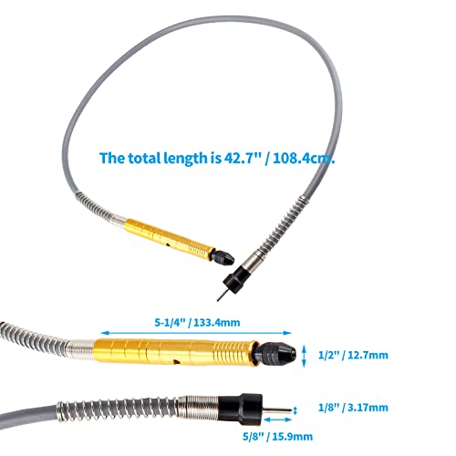 Image of 1 /8 Inch (3.175mm) Flex Shaft Adapter, Gold | Flexible Shaft Rotary Tool Attachment, Power Cable Drill Chuck Extension, For Grinder