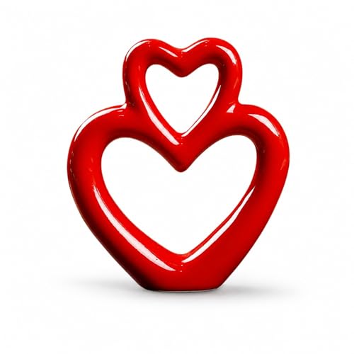 Escultura de corazón de cerámica roja LUOZZY para decoración miniatura 1