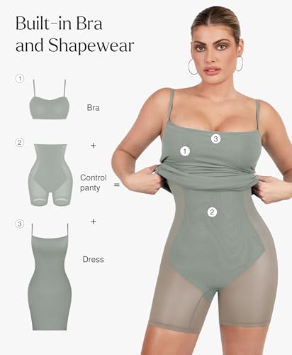 Image of Popilush Club Dresses for Women Built in Bra Dress Tummy Control Shapewear Mini Cocktail Dress Party Date Night Bodycon