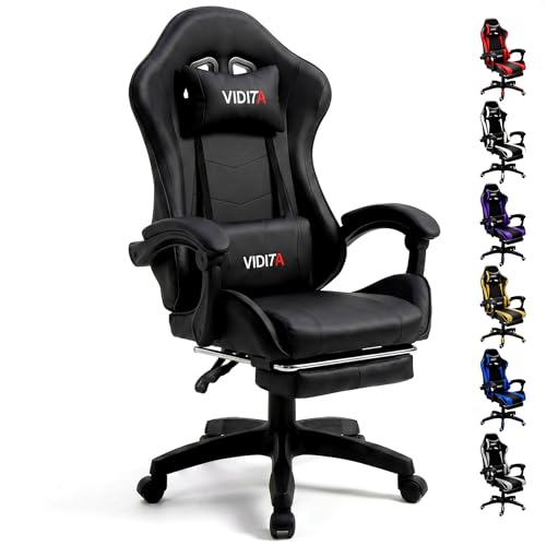 Reviews de Sillas de Escritorio Walmart Top 5. 49 VIDITA Silla Gamer, Silla ergonómica Gamer con reposapiés y Apoyo Lumbar, Silla Gaming Regulable en Altura con Asiento Giratorio 360° y reposacabezas para Oficina o Juegos...