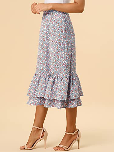 Image of Allegra K Women's Printed Skirt 2025 Weekend Trendy Summer Chiffon Ruffle Tiered Flowy Midi Skirts