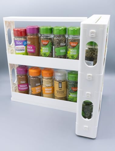 NexusRaven Expandable And Rotating Spice Rack Organiser, Spice Organiser For Inside Cupboard And Over Door, Best Solution For Kitchen Counter Storage, For herbs, Spices & Seasonings organization - Image 3