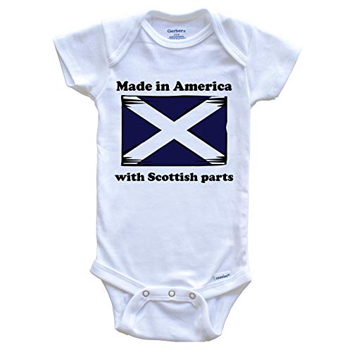 Made in America with Scottish Parts Funny Scotland Flag Baby Onesie, 12 Months White