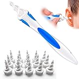 Q-Grips Ear Wax Remover Tool- Safe Ear Wax Removal Tool, 16 Pcs Ear Cleaner Swab Soft Safe Spiral Removal Cleaner q-Grips Ear Pick Clean for Adults and Kids (Blue) (Blue)