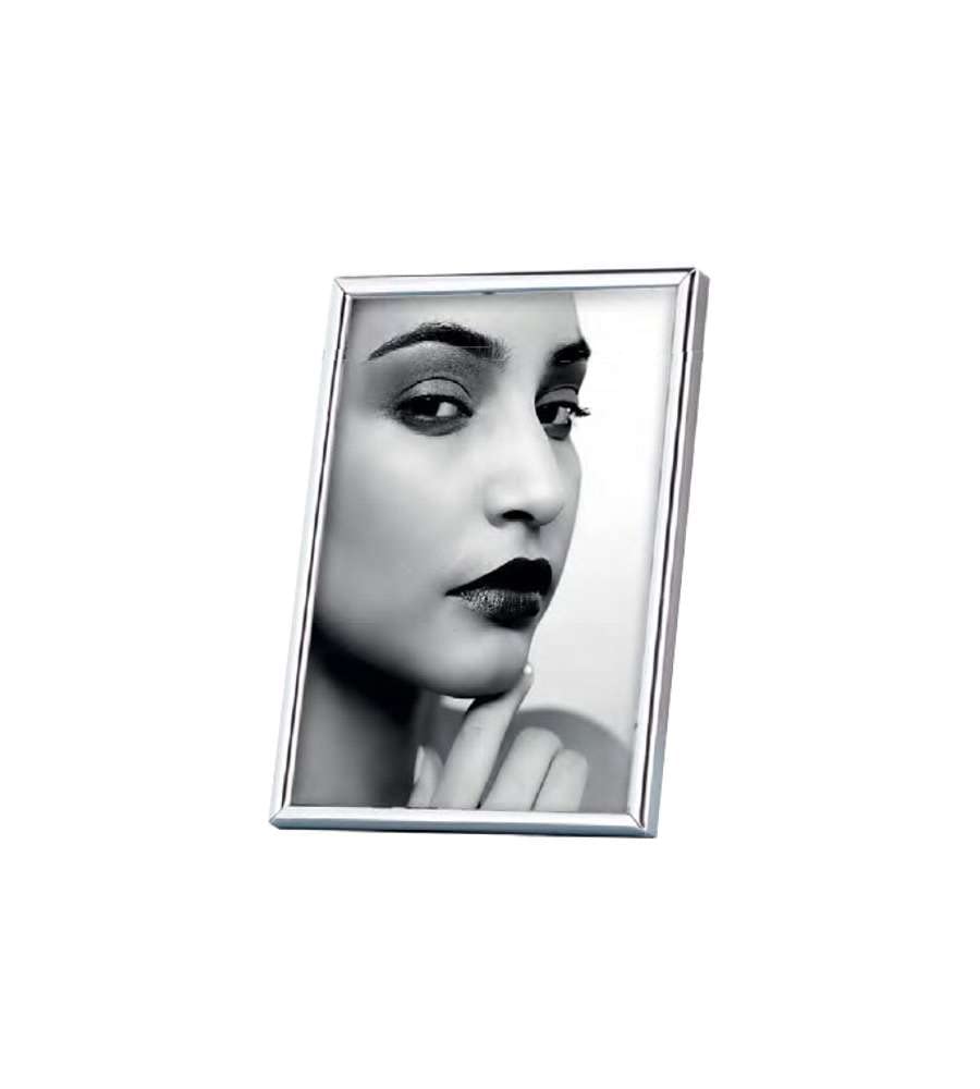 Cornice Portafoto Mascagni In Metallo Argento - Formato 14x14,9x1,5 Cm Per Foto 10x10 Cm - Design Italiano