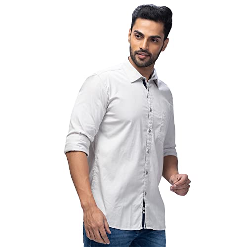 Image of Parx Men's Pure Cotton Solid Pattern Slim Fit Semi Cutaway Collar Full Sleeve Casual Shirt