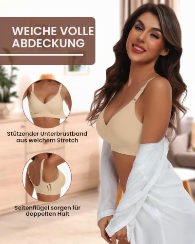 HORISUN Bequemer, Nahtloser BH mit vollständiger Abdeckung für Damen, kabellose BHS mit weicher Unterstützung, Normale und große Größen - Bild 3