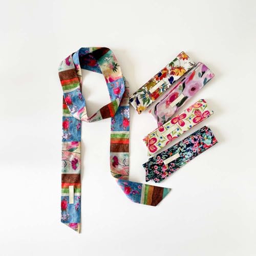 Long Skinny Ribbon Scarf Floral Neck Scarf Choker Neckerchief Necktie Hair Band Handbag Handle Wrap Waist Belt2