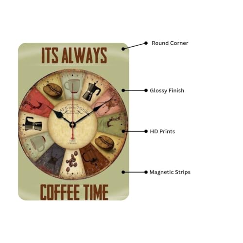 Image of Zesta Bathroom Decor Items Washroom Decor Tin Sign | Aesthetic Posters Wall Poster for Bedroom | Magnetic Cafe Decoration Items / Restaurant Decorations Items | Quirky Home Decor Bar Accent (Coffee Lover)