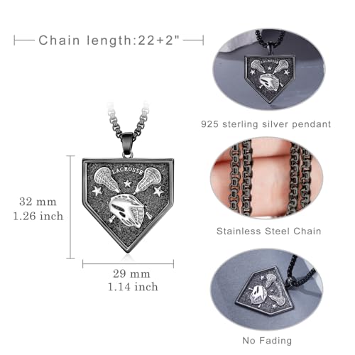 Lacrosse Necklace S925 Sterling Silver Lacrosse Gifts Religion Jewelry Gifts for Men Women4