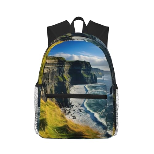 Sac à dos Clare The Cliffs avec imprimé voyage : idéal pour les trajets quotidiens